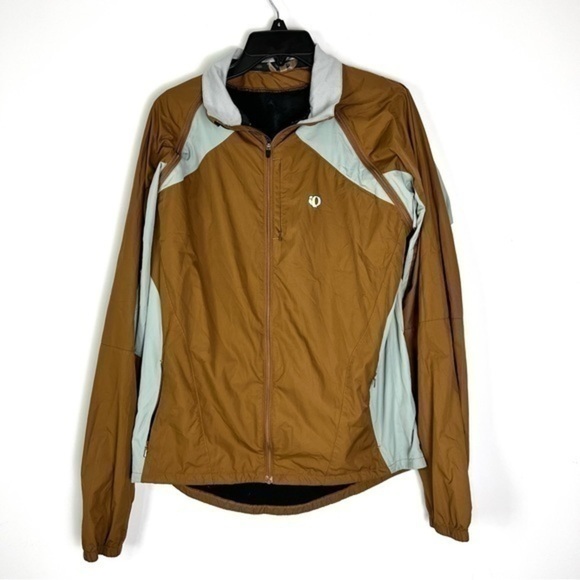 Pearl Izumi Jacket womens large windbreaker brown zip up - Picture 1 of 11
